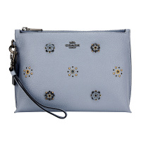 COACH 蔻驰 奢侈品 女士CHARLIE系列专柜款绿色蓝色皮革手拿包零钱包 72399 V5M55