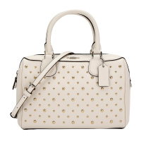 COACH 蔻驰 奢侈品 女士米白色人造革手提单肩斜挎桶包 F77913 SV/HA