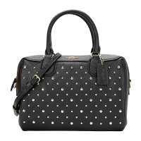 COACH 蔻驰 奢侈品 女士黑色皮革手提单肩斜挎桶包 F77913 IMBLK