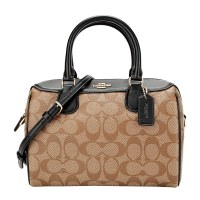 COACH 蔻驰 奢侈品 女士卡其黑色人造革手提单肩斜挎桶包 F32203 IMCBI