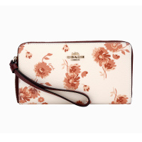COACH 蔻驰 奢侈品 女士米色印花人造革中长款钱包钱夹 F78015 IMCAH
