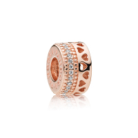 PANDORA 潘多拉玫瑰金色PANDORA的心小串饰 787415CZ