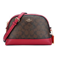COACH 蔻驰 奢侈品 女士深卡其色人造革贝壳包单肩斜挎包F76674 IML72