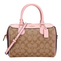 COACH 蔻驰 奢侈品 女士卡其粉色logo人造革手提单肩斜挎桶包 F34279 IMP52