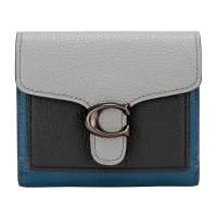 COACH 蔻驰 奢侈品 女士蓝黑拼色皮革短款手拿包零钱包 76302 V5MVS