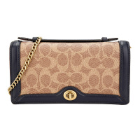 COACH 蔻驰 奢侈品 女士专柜款卡其黑色人造革配皮单肩斜挎链条包 68312 B4ORJ