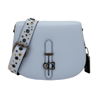 COACH 蔻驰 奢侈品 女士专柜款蓝色皮革单肩斜挎马蹄包 69480 V5M55