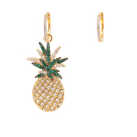 APM Monaco金黄色不对称菠萝水果耳坠 高级感耳环 不对称耳饰银饰