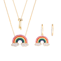 APM MONACO【圣诞套组】新款彩虹项链女云朵锁骨链 耳环银饰品礼物送女友 彩虹