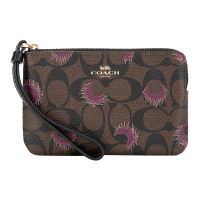 COACH 蔻驰 奢侈品 女士深咖图案款人造革短款手拿包零钱包 F87777 IMPGQ