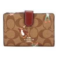 COACH 蔻驰 奢侈品 女士动物派对系列卡其图案款人造革短款钱包钱夹 F87911 IMLL9