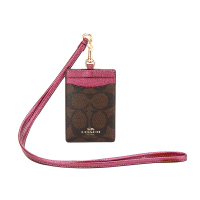 COACH 蔻驰 奢侈品 女士深咖玫紫色人造革挂脖卡包卡套证件夹 F63274 IMPK4