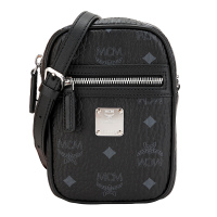 MCM 男女中性黑色人造革腰包单肩斜挎包两用包 MXZ9AVI52BK001