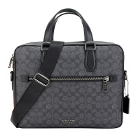 COACH 蔻驰 奢侈品 专柜款男士纯色人造革公文包电脑包手提单肩斜挎包