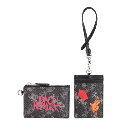 COACH 蔻驰 奢侈品 女士纯色图案款人造革手拎卡包零钱包二合一 F84637 IMPHO