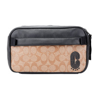 COACH 蔻驰 奢侈品 男士专柜款卡其黑色人造革配皮腰包胸包 89918 QBTN2