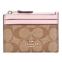 COACH 蔻驰 奢侈品 女士卡其拼色人造革短款卡包零钱包钥匙包88208 IMPWD