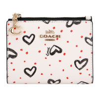 COACH 蔻驰 奢侈品 女士纯色皮革短款卡包零钱包钥匙包91058 IMQA2