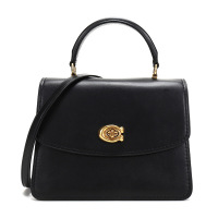 COACH 蔻驰 奢侈品 女士专柜款中号黑色皮革手提单肩斜挎包 52664 B4/BK