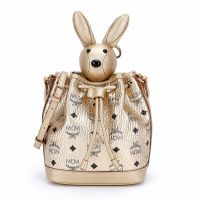 MCM 女士Visetos系列时尚香槟金色兔子抽绳包