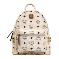 MCM 中性米色侧铆钉双肩背包
