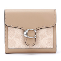 蔻驰 COACH 奢侈品 女士专柜款TABBY皮质短款钱包浅咖拼色 85994 LHPVT