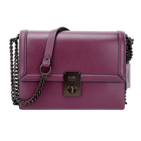 蔻驰 COACH 奢侈品 女士专柜款夹棉皮革手提单肩斜挎包小号紫色 88342 V5BOY