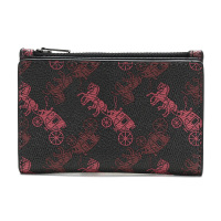 蔻驰 COACH 奢侈品 女士专柜款马车印花皮革双折拉链卡包钱包纯色印花 79413 ON2