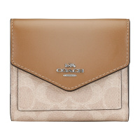 蔻驰 COACH 奢侈品 女士专柜款经典标志人造革配皮钱包卡其色 31548 LHPVT