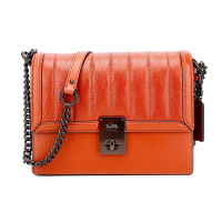 蔻驰 COACH 奢侈品 女士专柜款HUTTON夹棉皮革手提单肩斜挎包黏土色 89066 V5PMY