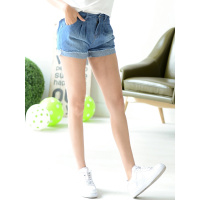 杰斯班风琴褶卷边牛仔短裤JFP6166