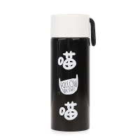 悠品居创意可爱带提手304不锈钢保温杯黑色喵喵款