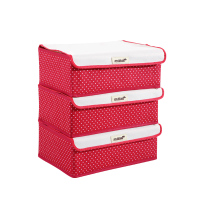 悠品居红色波点牛津布内衣盒三件套