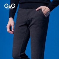 G＆G 冬季新款男士条纹休闲裤男商务裤子修身小脚裤百搭大码长裤