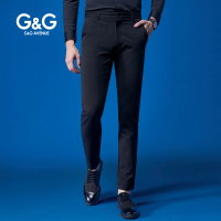 G＆G 冬季新款黑色休闲裤男纯色男装裤子修身小脚裤韩版弹力西裤