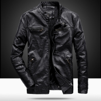 G&G男士皮衣男立领冬季新款修身外套韩版帅气立领夹克男装