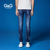 G＆G男装男士牛仔裤男秋季破洞修身韩版丹宁原色小脚弹力青年裤子