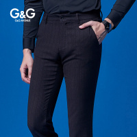 G＆G 冬季男装商务休闲裤男渐变条纹裤子修身小脚裤韩版潮流男裤
