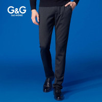 G＆G 男士冬季新款裤子男黑灰暗条纹休闲裤秋冬款小脚裤商务男裤