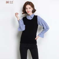 金菊2018秋冬新款女士纯羊毛背心女无袖圆领羊毛衫时尚百搭马甲