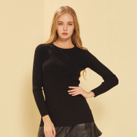 金菊女装纯羊毛毛衣圆领长袖打底衫修身显瘦中长款羊毛衫女士套头毛衣