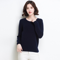 金菊女装冬季新款纯羊毛毛衣女士圆领羊毛衫宽松显瘦针织衫套头毛衣女款