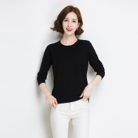金菊女装冬季新款圆领毛衣女士山羊绒毛衣宽松显瘦针织衫长袖套头羊绒衫女款