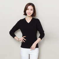 金菊女装冬季新款纯山羊绒毛衣女士v领羊绒衫修身显瘦打底衫套头毛衣女款