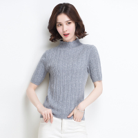 金菊女装半高领毛衣早春新款纯羊毛毛衣女士中袖羊毛衫修身显瘦打底衫套头毛衣女款