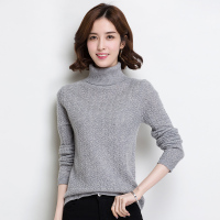 金菊女装纯羊毛毛衣冬季新款镂空绞花羊毛衫女士高领毛衣长袖修身打底衫套头毛衣女款