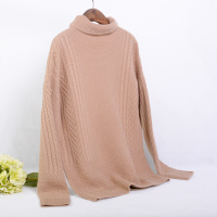 金菊女装半高领毛衣冬季新款纯羊毛毛衣女士中长款羊毛衫宽松显瘦针织衫套头毛衣女款