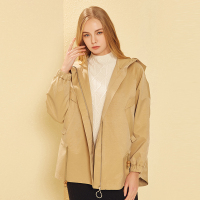 金菊女装春季新款连帽风衣女士宽松显瘦外套复古英伦风大衣女