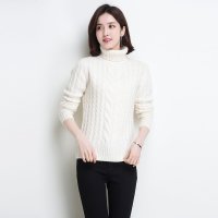 金菊女装冬季新款纯山羊绒毛衣女士高领加厚羊绒衫修身显瘦绞花针织衫套头毛衣女款