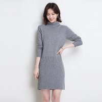 金菊女装冬季新款纯羊毛毛衣女士高领羊毛衫修身显瘦羊毛连衣裙中长款羊毛裙女士套头针织衫